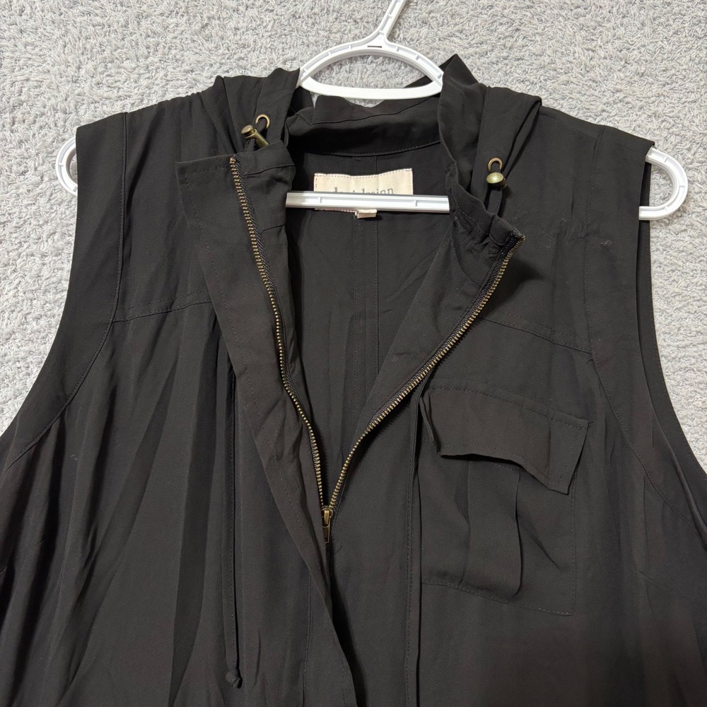 Black Hooded Utility Vest Plus Size 2X  Drawstring Pockets Daniel Rainn - Picture 3 of 8